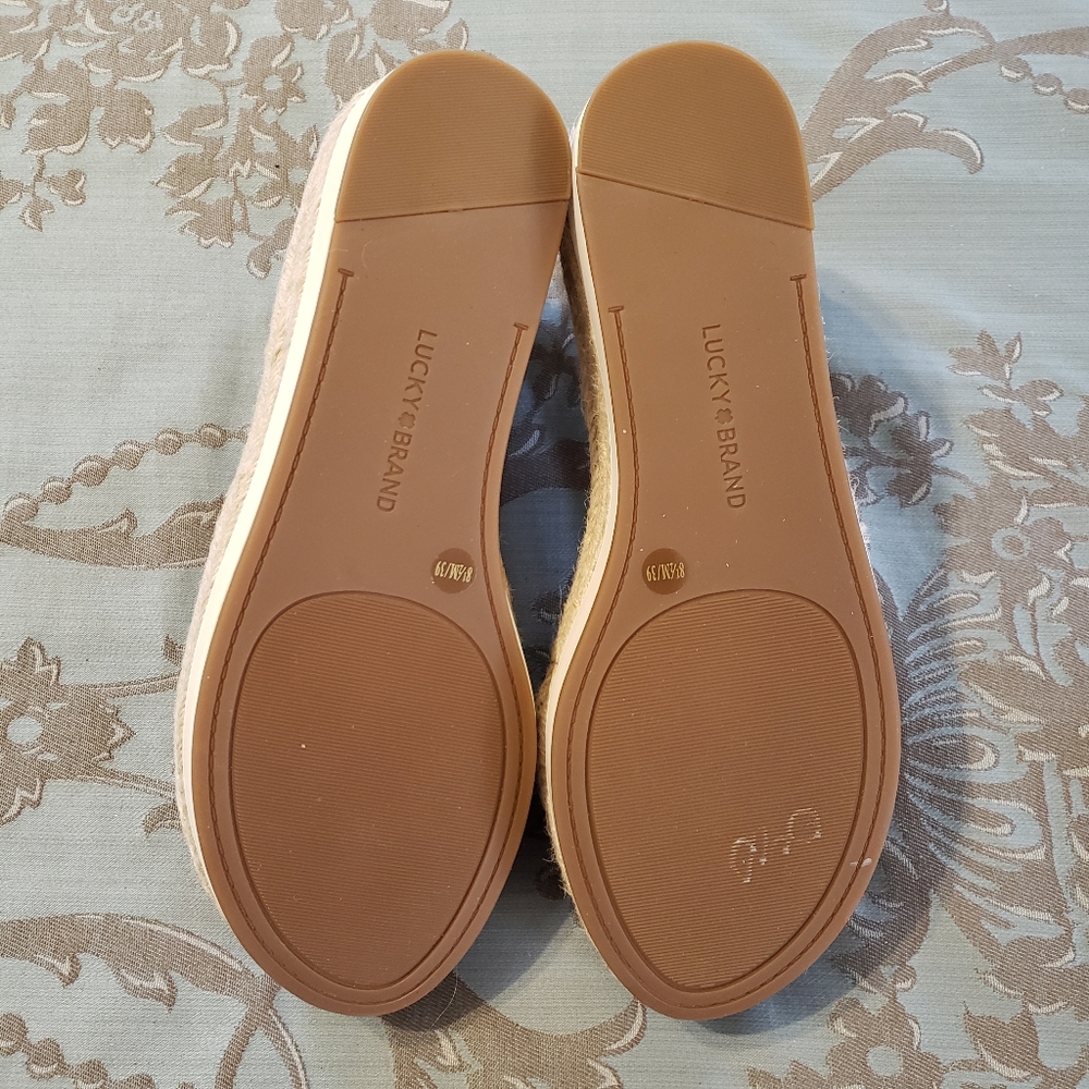Lucky Brand Jeneka Snakeskin Tan Black Espadrille Platform Sandals Women 8.5 - Picture 12 of 12